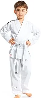 Judo Kimono Gi 250 grammes - Mélange de Coton de qualité supérieure - Blanc - Judogi pour l'entraînement et la compétition - Enfants - 100-170 cm - Ceinture Blanche Gratuite Incluse