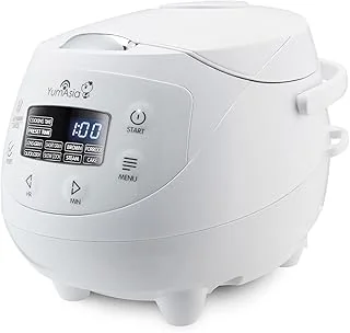 Yum Asia Panda Mini cuiseur à riz avec bol en céramique Ninja et logique floue avancée (3,5 tasses, 0,63 litre) 4 fonctions de cuisson du riz, 4 fonctions multicuiseur, 220-240V (Arctic White)