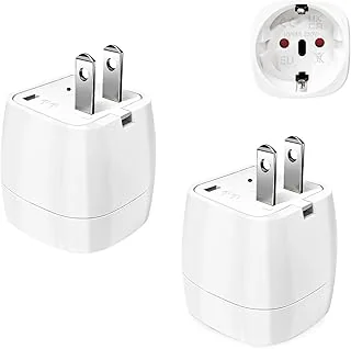 2 Pièces Adaptateur Prise USA, Adaptateur Voyage Accessoires, Adaptateur Prise Japon, EU vers Prise de Type A, Adaptateur de Voyage pour USA, Japon, Chine, Thaïlande, Canada
