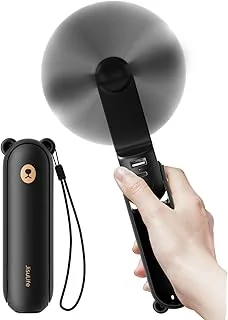 JISULIFE Ventilateur portatif avec batterie de secours 4500 mAh, autonomie maximale de 37 heures, ventilateur de poche portable à piles ou ventilateur personnel pliable alimenté par USB-Noir