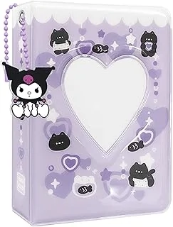 Classeur de cartes photo Kpop de 7,6 cm, mini album photo Kpop portable avec joli pendentif pour collection de cartes photo, 40 pochettes (violet)