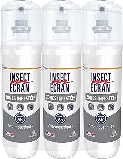 INSECT ECRAN - Anti-moustiques - Efficacité 8h - Spray répulsif peau - Protection contre les piqûres de moustiques - Zones Infestées – Made in France - 3x100 ml