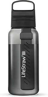 LifeStraw Go Series – Gourde filtrante sans BPA 1l pour les voyages et l’usage quotidien. Élimine les bactéries, les parasites et les microplastiques. Améliore le Goût, Nordic Noir (noir)