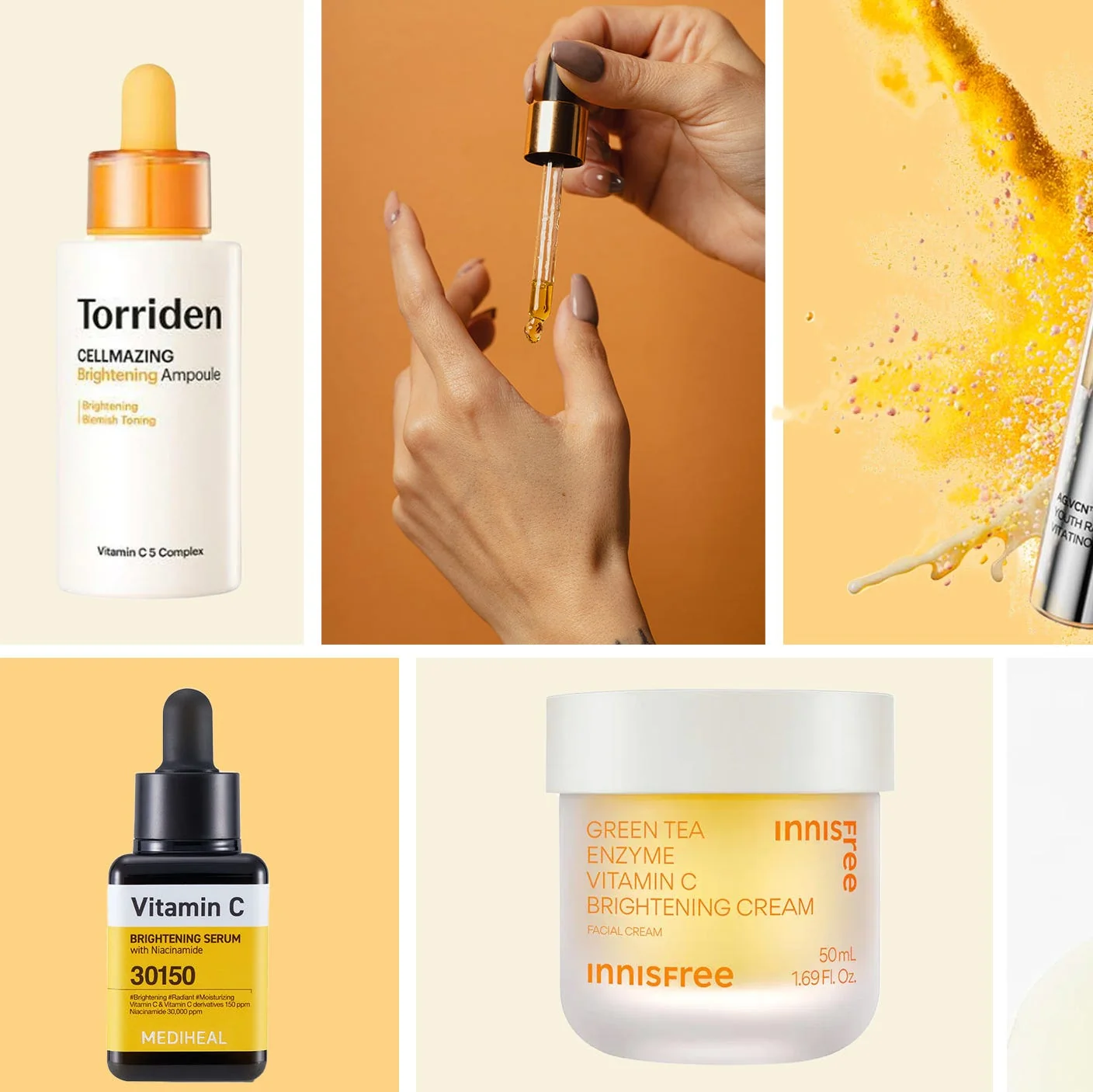 Flacons de sérums vitamine C coréens pour un teint lumineux et éclatant