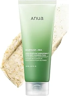 Anua Heartleaf Quercetinol Pore Deep Cleansing Foam, Nettoyant visage, pour double nettoyage, BHA, Acide Hyaluronique, Glycérine, Éliminateur de points noirs, Soin coréen, 5.07 fl.oz