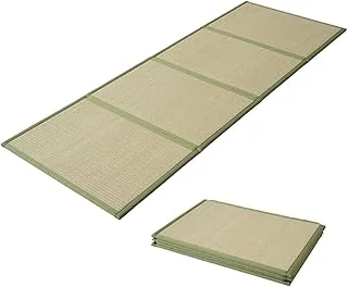 EMOOR Tapis Tatami Japonais 90 x 200 cm Herbe Naturelle (Non Teintée), Matelas Igusa Pliable Couchage au Sol Matelas Futon Japonais Méditation Yoga Zen