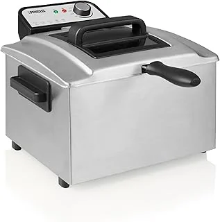 Princess Friteuse, capacité 5 L, 3270 W, technologie de zone froide, hublot, acier inoxydable, double thermostat, facile à nettoyer, éléments amovibles, 01.184090.01.001, Argent