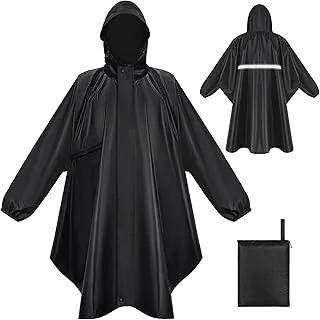 Poncho Pluie Imperméable avec Capuche Cape de Pluie Pliable avec Poches Bandes Réfléchissantes, Poncho Imperméable Unisexe Poncho Pluie Réutilisable,Cape de Pluie pour Randonnée Voyage Cyclisme