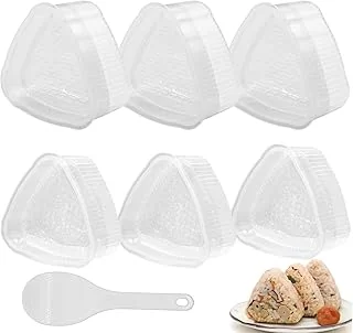 6 Pièces Moule Onigiri Triangle Onigiri Mold Antiadhésive Moule à Sushi Triangulaire avec 1 Cuillère à Riz, Moule Pour Boule Riz DIY Cuisine (3 Grands 3 Petits)