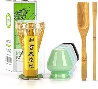TEANAGOO MA-01 Accessoire de cérémonie du Matcha Japonais, Fouet au Matcha (Chasen), cuillère Traditionnelle (chashaku), cuillère à thé, Porte-Fouet, l'ensemble Parfait pour préparer Une Tasse…