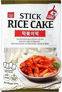 Vmart Wang Marque Gâteau de riz Stick Tteokbokki Topokki (Lot de 3 paquets de 200 g) 600 g - Sans gluten et végétalien