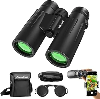 Usogood Jumelles compactes HD 10 x 42 pour Adultes, prismes BAK4, objectifs FMC, Jumelles étanches pour l'observation des Oiseaux, la randonnée, l'observation de la Faune avec Adaptateur téléphonique