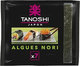 TANOSHI - Feuilles d'Algues Grillées Noires - Nori - Pour Sushis et Maki - Goût Parfumé - Texture Croustillante et Fondante - Qualité Exceptionnelle - 17,5g