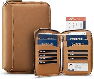 Étui de Passeport Familial en Cuir pour 4 à 6 passeports, Organiseur de Documents Haut de Gamme, Grand Portefeuille de Voyage pour Couples et familles