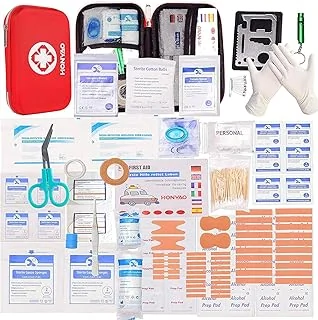 HONYAO Trousse de Premier Secours, Trousse Pharmacie, 200 Pièces Boîte de d'urgence de Survie Extérieur pour Voiture Maison Lieu de Travail Voyage Camping Randonnée et Sports en Plein Air