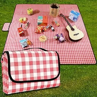 Couverture de Pique-Nique Tapis de Plage Imperméable 200 × 200cm,Tapis de Pique-Nique Léger et Lavable à Carreaux avec Poignée,Convient pour la Randonnée Voyage Camping en Plein Air,Parc