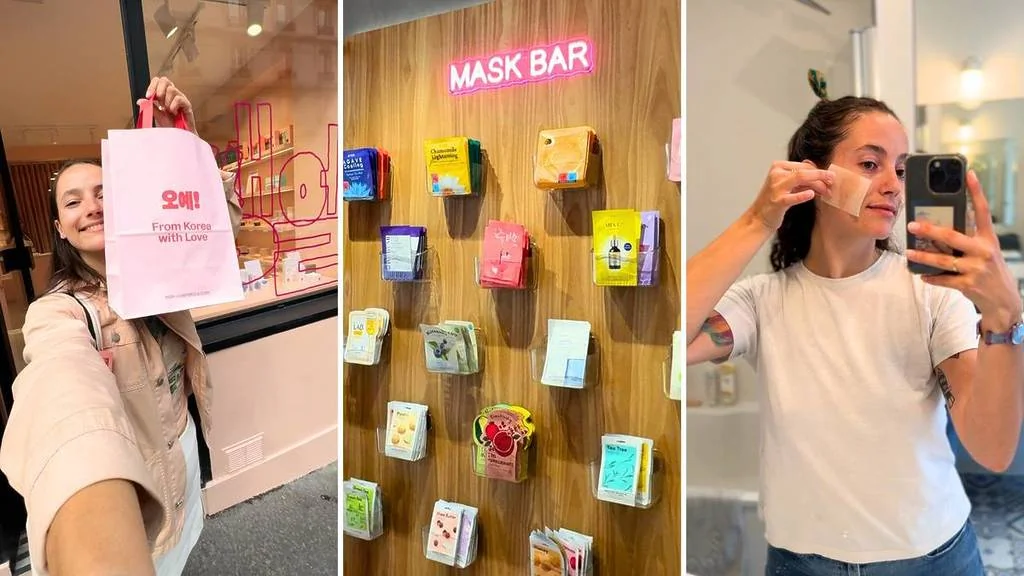 Boutique de cosmétiques coréens à Paris avec des étagères remplies de produits K-Beauty