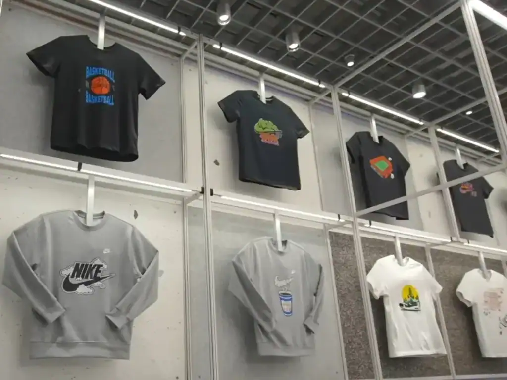 Mur de personnalisation de vêtements dans la boutique Nike de Séoul